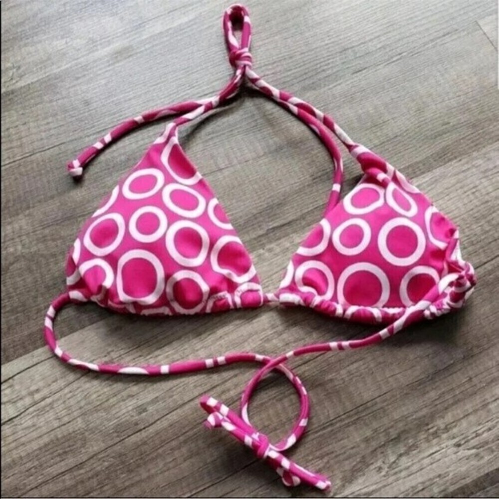 Victoria’s Secret triangle string bikini top pink and white size small